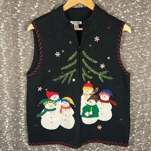 Hampshire Studio Christmas Sweaters Snowman with Tree‎ Vest Size Large